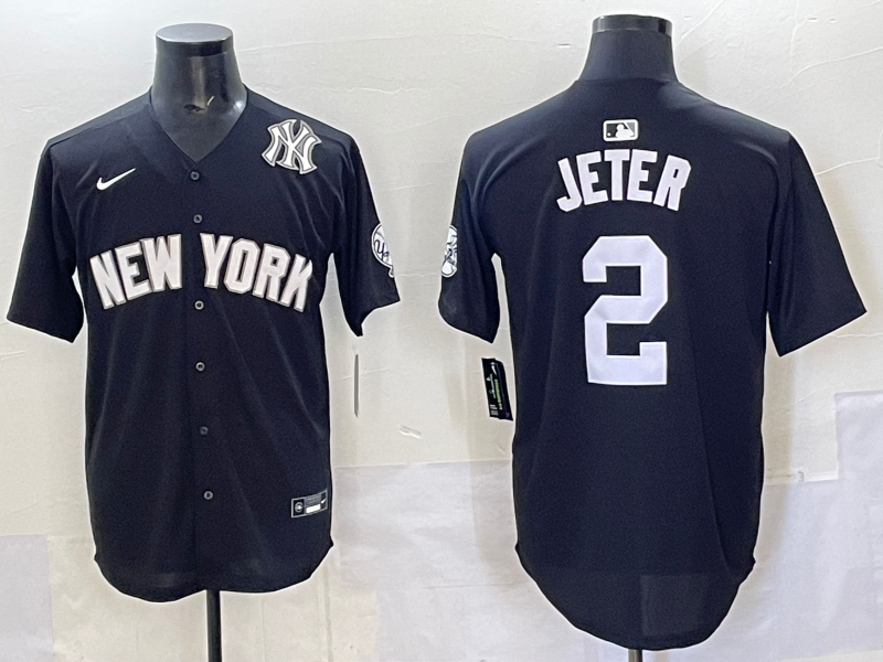 Men 2025 New York Yankees 2 Jeter black Nike MLB Jersey style 725003